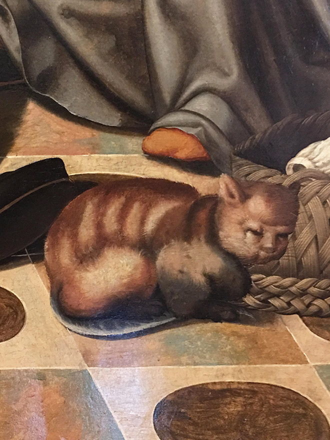 Ugly medieval painting of a cat.