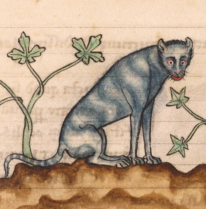 Ugly medieval painting of a cat.