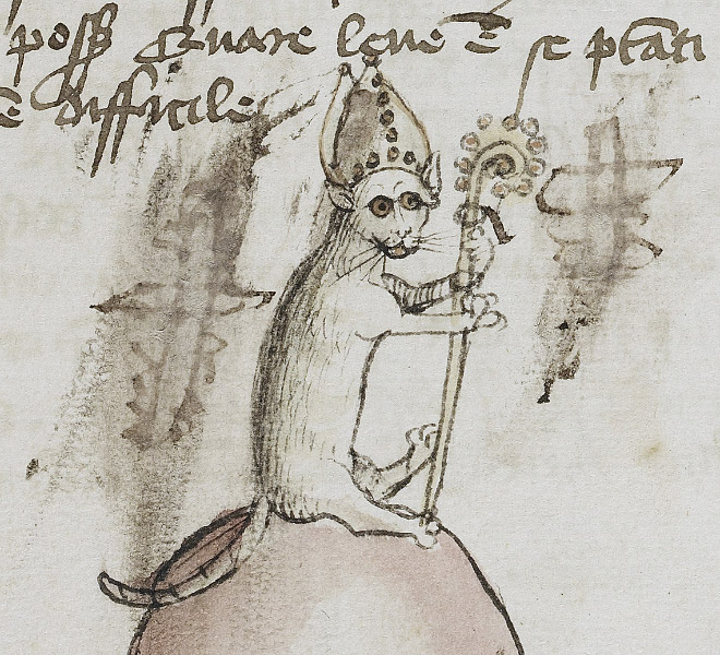 Ugly medieval painting of a cat.