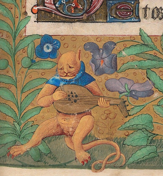 Ugly medieval painting of a cat.