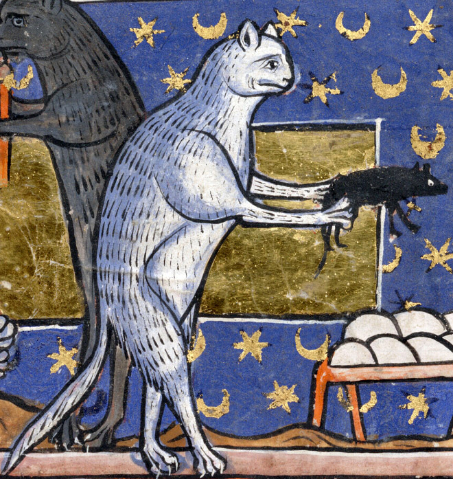 Ugly medieval painting of a cat.