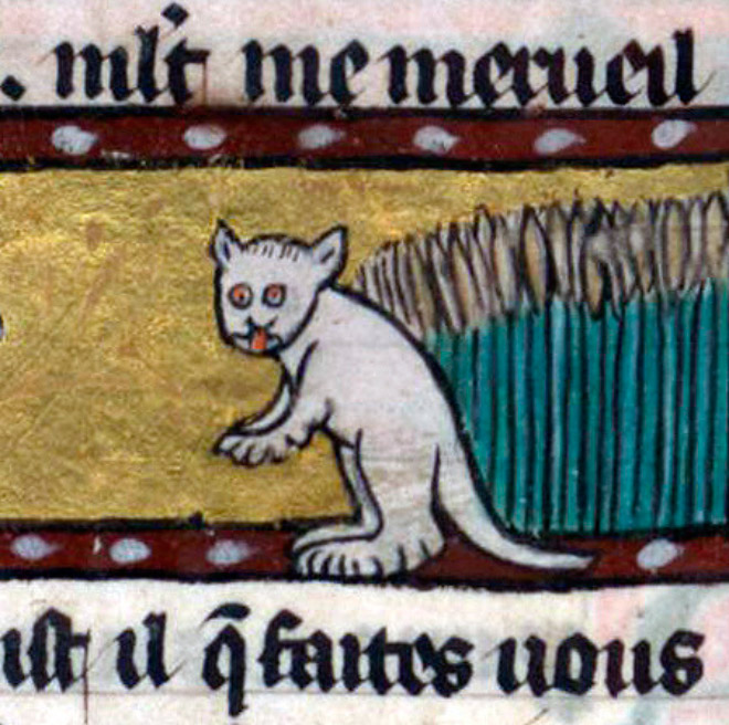 Ugly medieval painting of a cat.