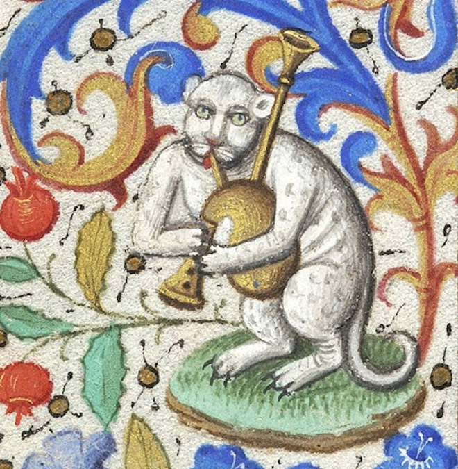 Ugly medieval painting of a cat.