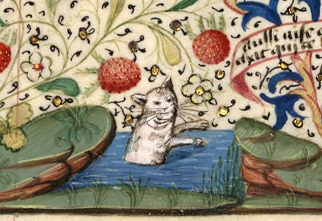 Ugly medieval painting of a cat.