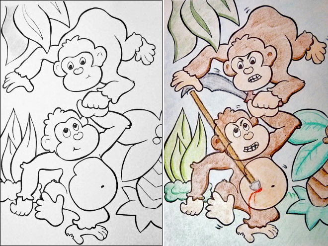 Defaced coloring book.
