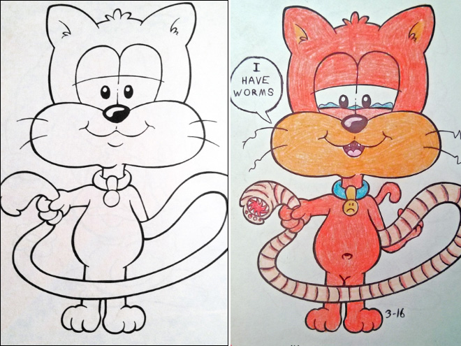 Defaced coloring book.