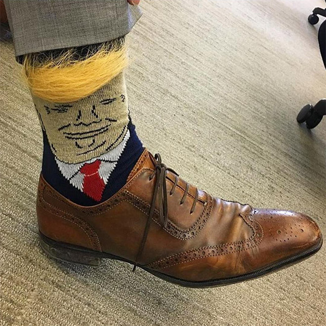 Donald Trump comb-over socks.