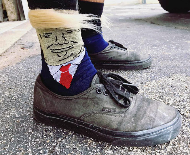 Donald Trump comb-over socks.