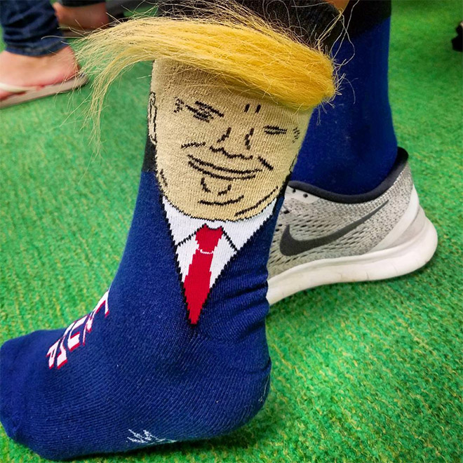 Donald Trump comb-over socks.