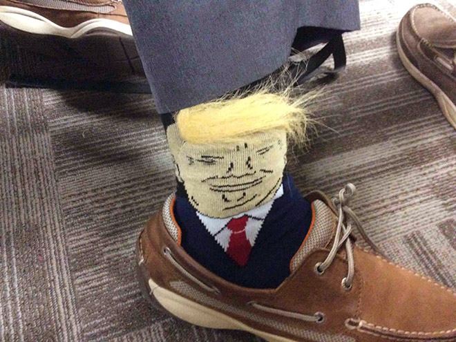 Donald Trump comb-over socks.