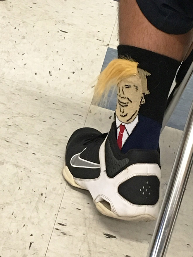 Donald Trump comb-over socks.