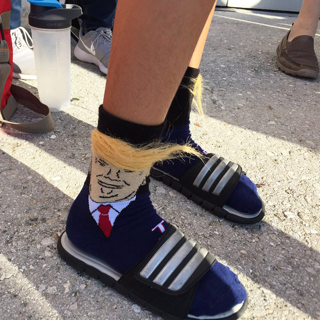 Donald Trump comb-over socks.