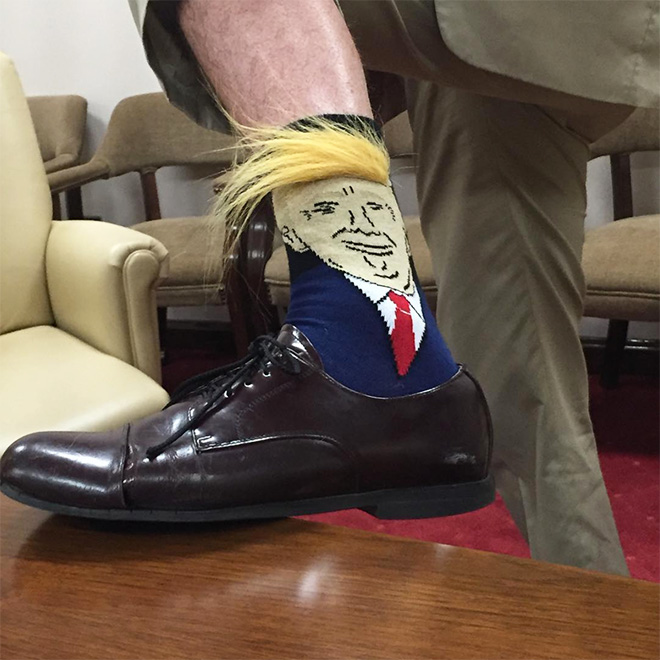 Donald Trump comb-over socks.