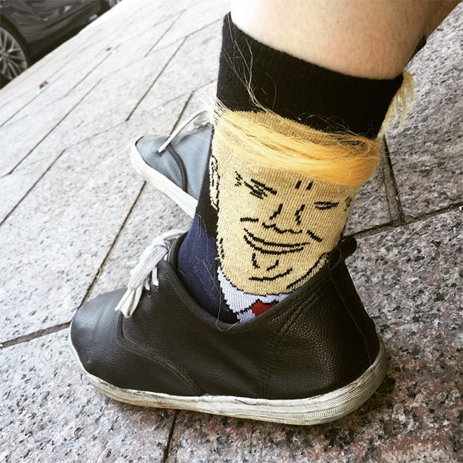 Donald Trump comb-over socks.