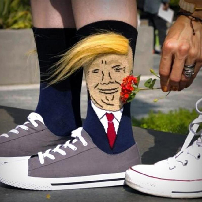 Donald Trump comb-over socks.