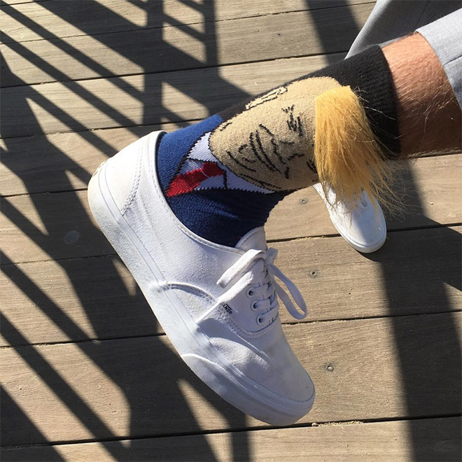 Donald Trump comb-over socks.