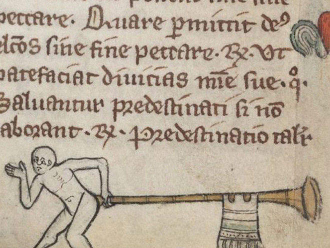 Medieval butt trumpeter.