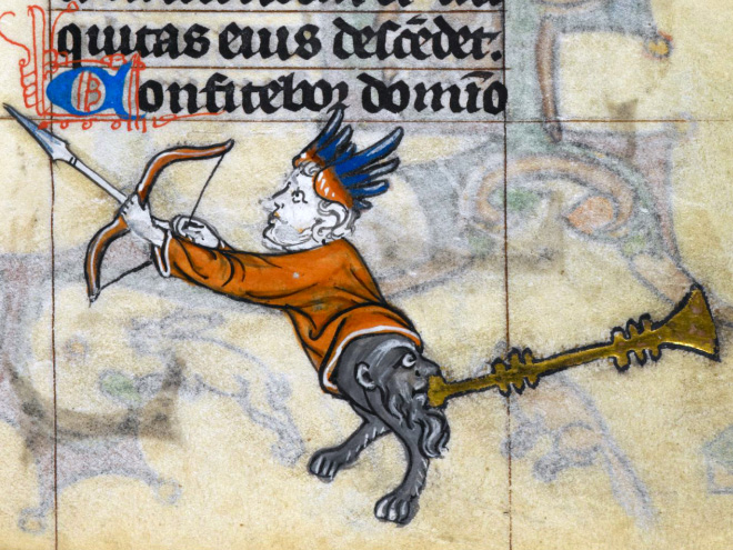 Medieval butt trumpeter.