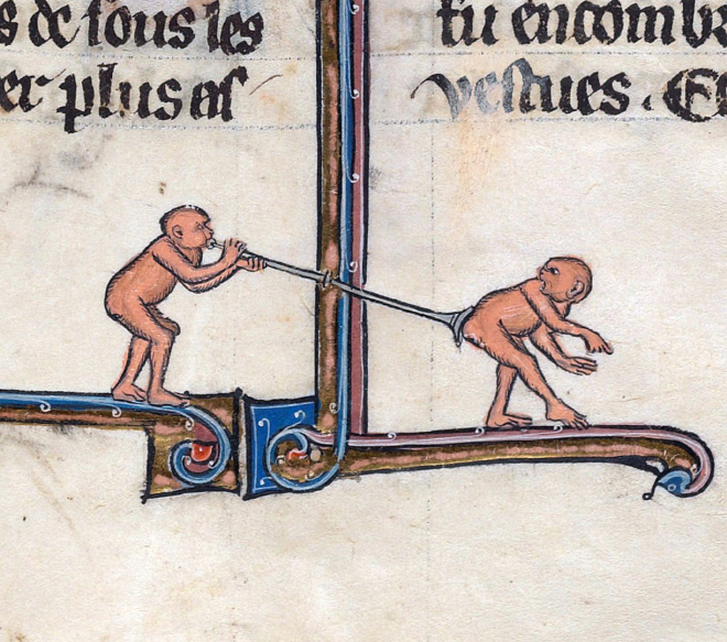 Medieval butt trumpeter.