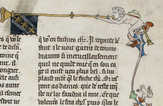 Medieval butt trumpeter.