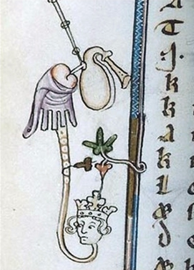 Medieval butt trumpeter.