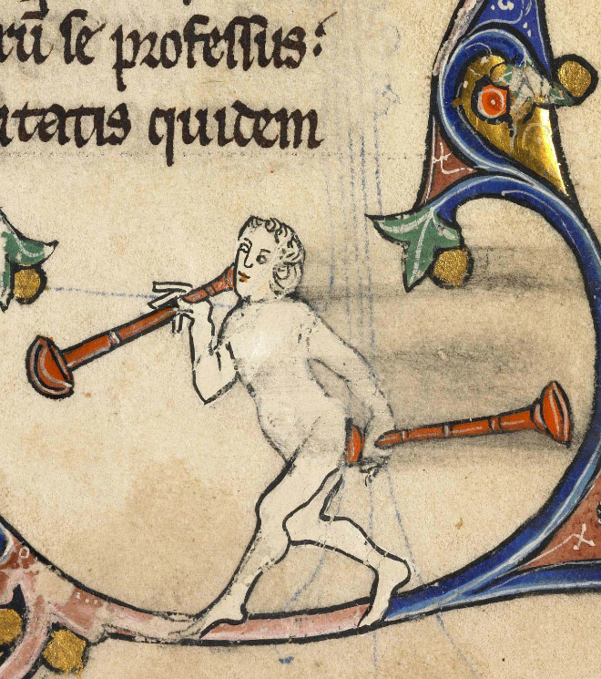 Medieval butt trumpeter.