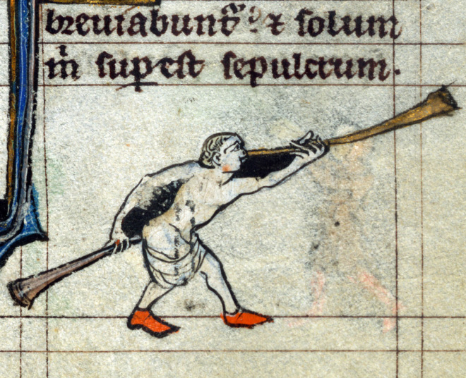 Medieval butt trumpeter.