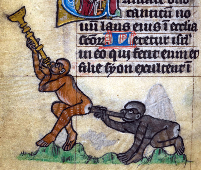 Medieval butt trumpeter.