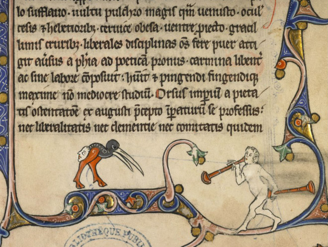 Medieval butt trumpeter.