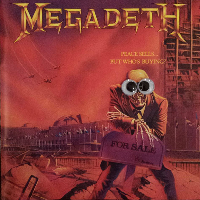 Heavy metal album with googly eyes.