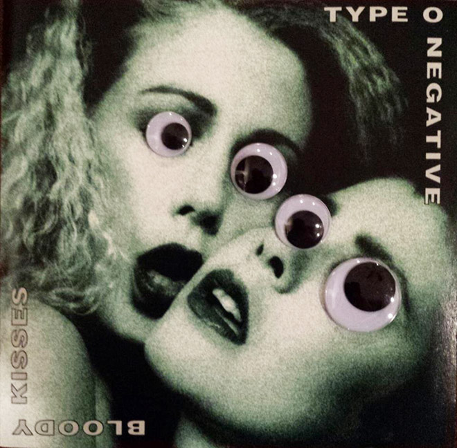 Heavy metal album with googly eyes.