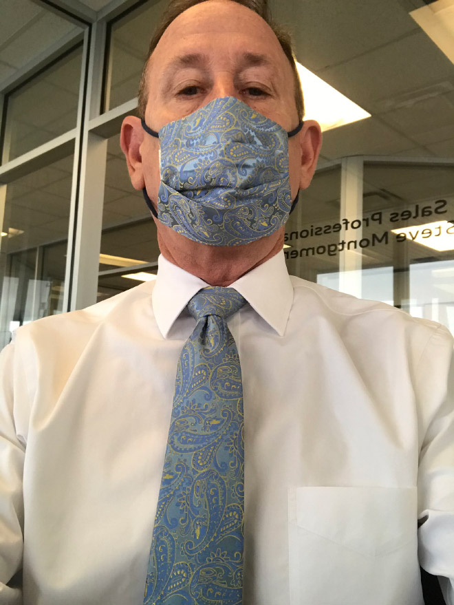 Mask matched with a tie.