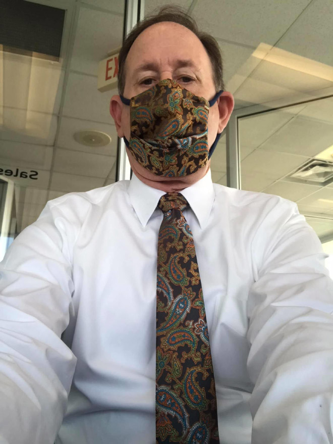 Mask matched with a tie.