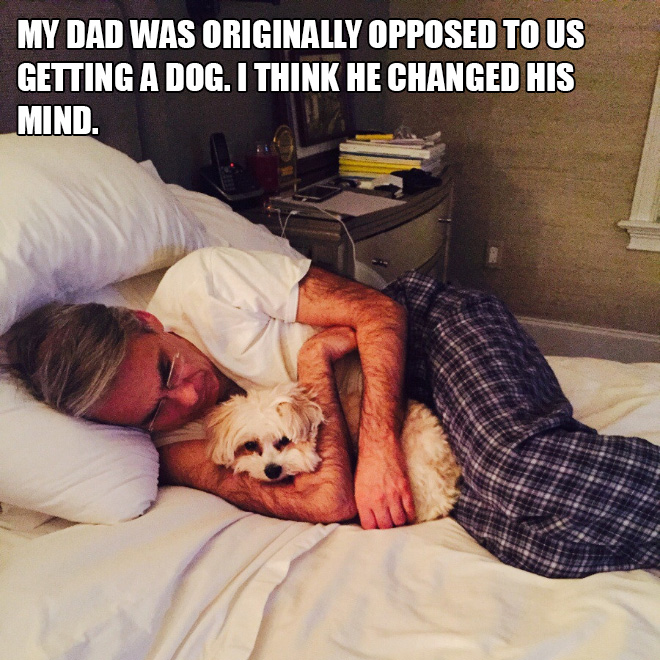 Dad vs. dog.