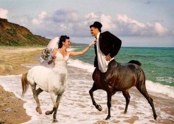 When it comes to ruining your wedding photos with lousy photoshopping, nobody does it like the Russians. Nobody!