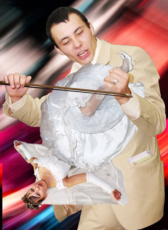 When it comes to ruining your wedding photos with lousy photoshopping, nobody does it like the Russians. Nobody!