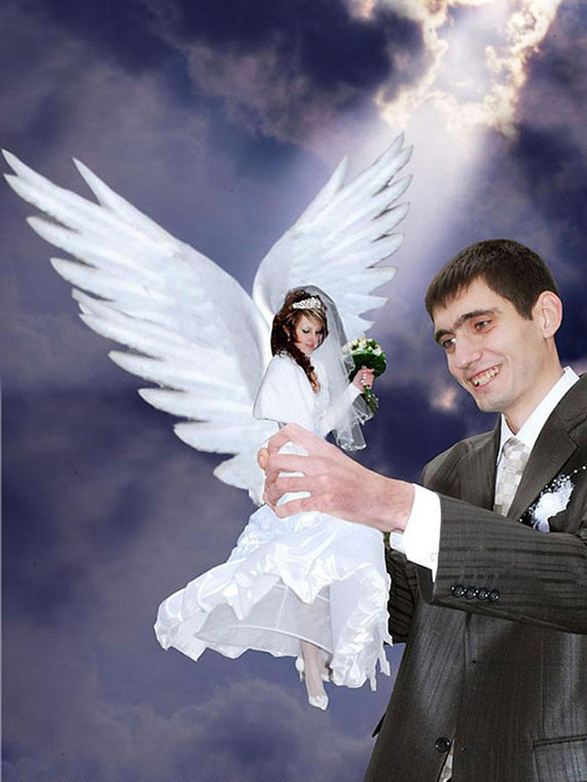 When it comes to ruining your wedding photos with lousy photoshopping, nobody does it like the Russians. Nobody!