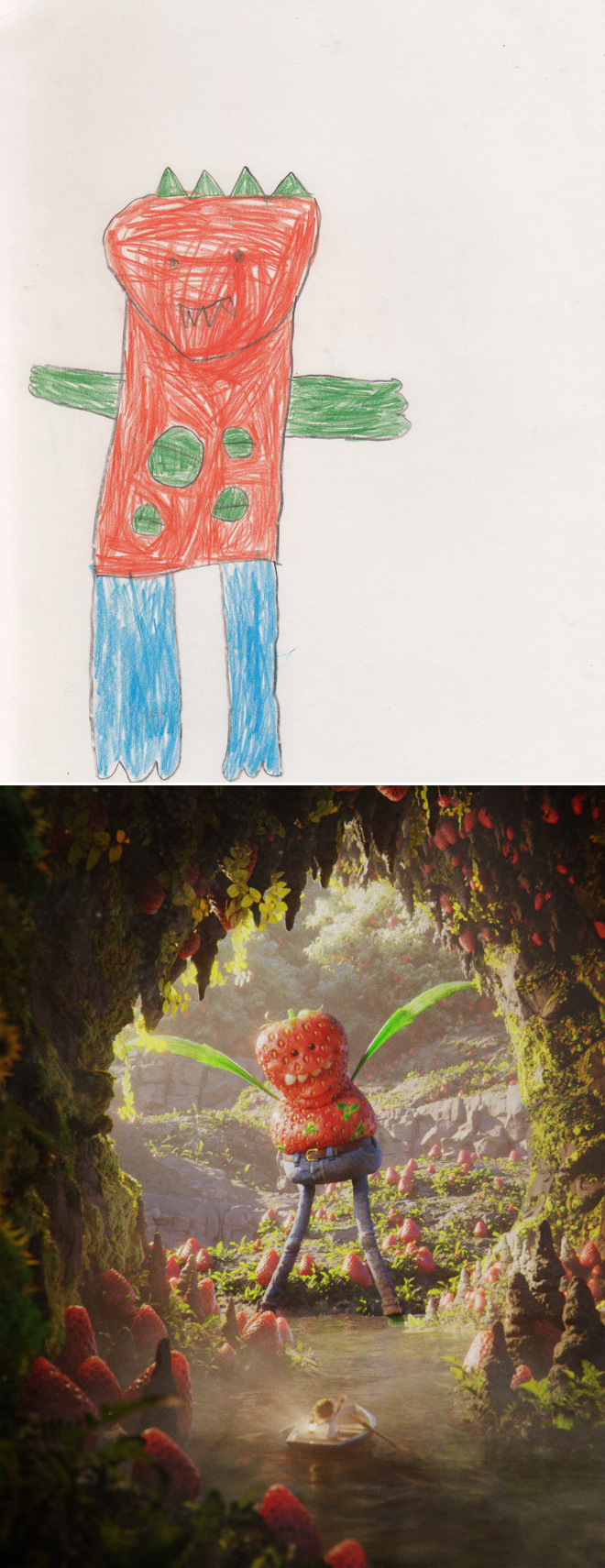 When kids' doodles get recreated by a professional artist.