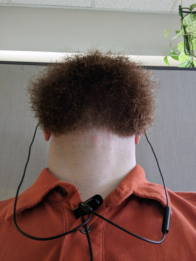 Man revealing his under beard face.