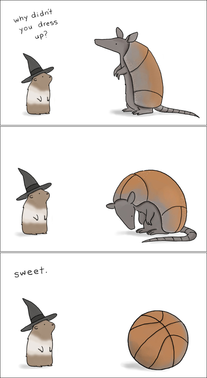 Funny animal Halloween cartoon.