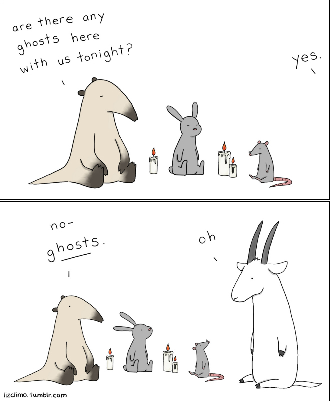 Funny animal Halloween cartoon.