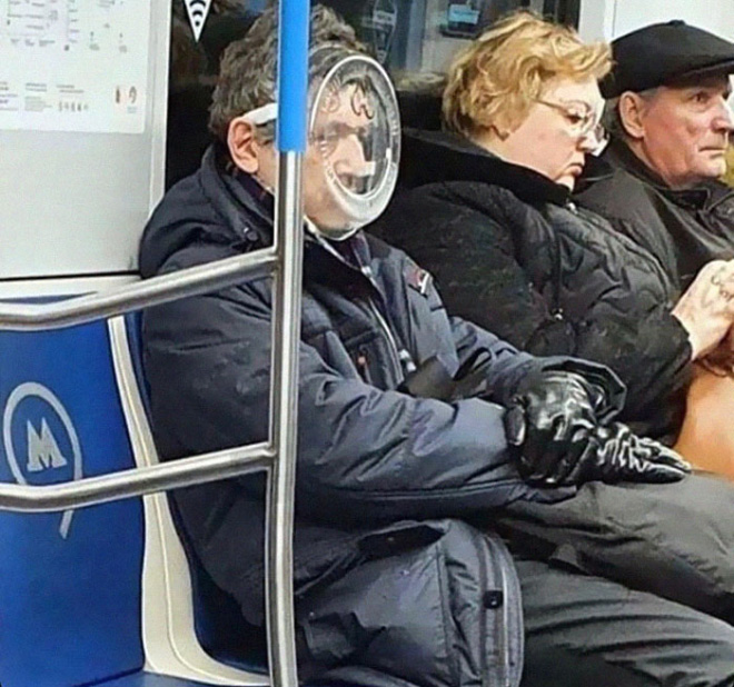 Some people wear masks in strange ways...