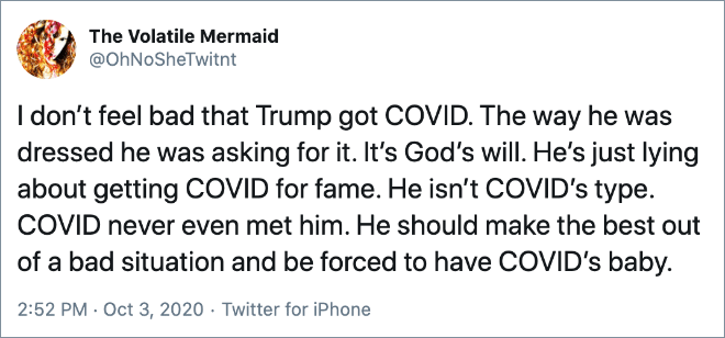 Twitter users react to Trump getting COVID-19.
