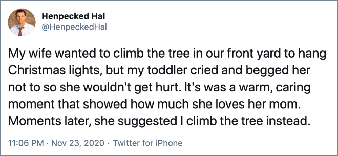 Funny parenting tweet.