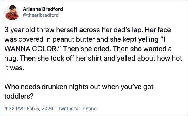 Funny parenting tweet.