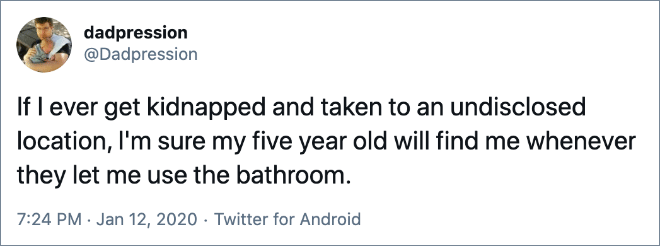 Funny parenting tweet.