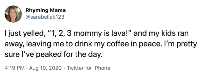 Funny parenting tweet.