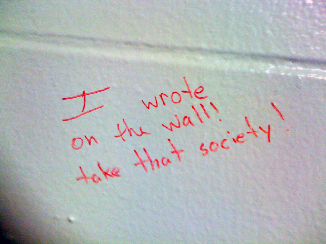 Polite toilet graffiti.