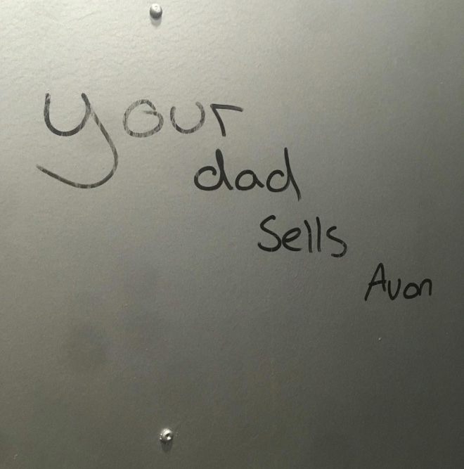 Polite toilet graffiti.