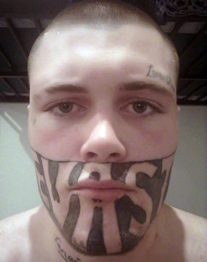 Stupid face tattoos are horrible and hilarious.